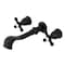 Kingston Brass Two-Handle Wall Mount Tub Faucet, Matte Black KS5020AX - alternate 1
