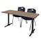 Regency Cain T-Base Training Seminar Table W/ 2 M Stack Chairs, 72 in W, 24 in L, Noble Oak MTRCT7224NO47BK - alternate 1