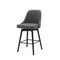 Homeroots 26" Gray and Black Faux Leather with Solid Wood Swivel Counter Height Bar Chair 534478 - alternate 4