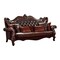 Homeroots 93" Brown Faux Leather Sofa And Toss Pillows With Burgundy Legs 490988 - alternate 4