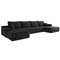 Homeroots 135" Black Corduroy Modular Compression Foam Sofa With Ottoman And Toss Pillows 712945 - alternate 1