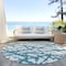 Homeroots 8' Teal Blue And Ivory Round Abstract Washable Indoor Outdoor Area Rug 614391 - alternate 4