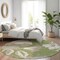 Homeroots 8' Olive Green Taupe And Beige Round Floral Washable Indoor Outdoor Area Rug 589562 - alternate 5