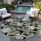 Homeroots 8' Black Beige And Fern Green Round Botanical Leaves Washable Indoor Outdoor Area Rug 618390 - alternate 4