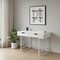 Homeroots 47" White Wood and Metal H-Shape Computer Desk With Two Drawers 489876 - alternate 5