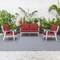Leisuremod Walbrooke 3-Piece Outdoor Patio Set, White Aluminum Frame & Removable Cushions, Red WW-57-31R - alternate 4
