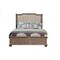 Homeroots Brown and Beige Distressed Solid Wood And Faux Leather Queen Bed Frame with Nailhead Trim 524791 - alternate 5