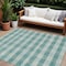 Homeroots 9' X 12' Teal Blue And Ivory Plaid Washable Indoor Outdoor Area Rug 595515 - alternate 1