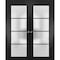 Sartodoors Sliding Double Pocket Door Frosted Tempered Glass Planum 2132 Black Solid Core Modern Interior PLANUM2132DP-BLK-36 x 80 (2* 18x80) - alternate 1