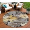 Homeroots 8' Black And Gray Round Floral Washable Indoor Outdoor Area Rug 610969 - alternate 1