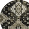Homeroots 8' Black Ivory And Taupe Round Medallion Washable Indoor Outdoor Area Rug 588992 - alternate 7