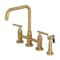 Kingston Brass Bridge Kitchen Faucet with Brass Sprayer, Brushed Brass KS8287CMLBS - alternate 1
