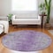 Homeroots 8' Plum Purple And Silver Round Oriental Washable Indoor Outdoor Area Rug 588836 - alternate 5