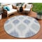 Homeroots 8' Sky Blue Ivory And Denim Blue Round Ikat Washable Indoor Outdoor Area Rug 589124 - alternate 1