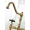 Kingston Brass Bridge Kitchen Faucet with Brass Sprayer, Brushed Brass KS3277PKXBS - alternate 4