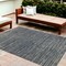 Homeroots 9' X 12' Gray and Blue Striped Stain Resistant Indoor Outdoor Area Rug 531663 - alternate 1