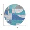 Homeroots 8' Teal Blue And Ivory Round Geometric Washable Indoor Outdoor Area Rug 617928 - alternate 3