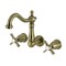 Kingston Brass Double-Handle Wall Mount Bathroom Faucet, Antique Brass KS1253ZX - alternate 1