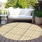 Homeroots 8' Gold Gray And Beige Round Plaid Washable Indoor Outdoor Area Rug 601478 - alternate 4