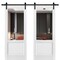 Sartodoors Sturdy Double Barn Door with, Lucia 1533 White Silk with Clear Glass, 13FT Rail Hangers Heavy Set LUCIA1533DB-WS-8496 - alternate 1