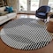 Homeroots 8' Gray And Black Round Geometric Washable Indoor Outdoor Area Rug 597639 - alternate 4