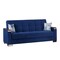 Homeroots 87" Blue Microfiber Convertible Futon Sleeper Sofa And Toss Pillows With Storage 607098 - alternate 3