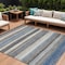 Homeroots 8' X 10' Denim Blue Beige And Taupe Striped Washable Indoor Outdoor Area Rug 618259 - alternate 1
