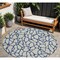 Homeroots 8' Beige And Blue Round Geometric Washable Indoor Outdoor Area Rug 599174 - alternate 1