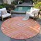 Homeroots 8' Coral Pink And Ivory Round Tribal Washable Indoor Outdoor Area Rug 598114 - alternate 4