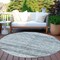 Homeroots 8' Blue And Gray Round Trellis Washable Indoor Outdoor Area Rug 616486 - alternate 5