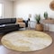 Homeroots 8' Gold Brown And Beige Round Abstract Washable Indoor Outdoor Area Rug 599492 - alternate 5