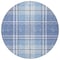Homeroots 8' Denim Blue And Ivory Round Plaid Washable Indoor Outdoor Area Rug 596329 - alternate 5