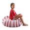 Homeroots 32" Pink and White Microfiber Round Striped Pouf Cover 546265 - alternate 5