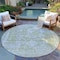 Homeroots 8' Artichoke Green Round Oriental Washable Indoor Outdoor Area Rug 607586 - alternate 5