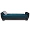 Homeroots 93" Blue Microfiber And Faux Leather Sleeper Sofa And Toss Pillows With Brown Legs 607165 - alternate 8
