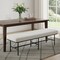 Homeroots 63in Cream and Black Corduroy and Metal Upholstered Bench 716238 - alternate 4