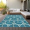 Homeroots 9' X 12' Teal Blue And Beige Geometric Washable Indoor Outdoor Area Rug 613528 - alternate 6