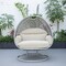 Leisuremod Mendoza Light Grey Wicker Hanging 2 person Egg Swing Chair with Taupe Cushions MSCLGR-53TP - alternate 5