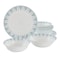 Ultra By Gibson Piper Point 12 Piece Opal Glass Dinnerware Set in White With Blue Accents 138948.12 - alternate 1