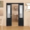 Sartodoors Sliding French Double Pocket Doors 48 x 96 inches, Lucia 22 Matte Black with Rain Glass, Kit Trims LUCIA22DP-BLK-4896 - alternate 4