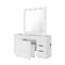 Homeroots 62" White Wood And Glass Six Drawer Vanity Table With Mirror Seating And Lights 643653 - alternate 6