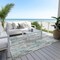 Homeroots 5' X 8' Teal Blue And Gray Striped Washable Indoor Outdoor Area Rug 617699 - alternate 5