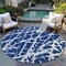 Homeroots 8' Blue And White Round Abstract Washable Indoor Outdoor Area Rug 559636 - alternate 6