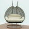Leisuremod Beige Wicker Hanging 2 person Egg Swing Chair with taupe Cushions ESCBG-57TP - alternate 5