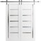 Sartodoors Sturdy Double Barn Door with White 64x96 (2* 32x96) Solid Core Modern Interior QUADRO4088DB-S-WS-64 x 96 (2* 32x96)-Frosted Glass - alternate 1