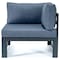 Leisuremod Chelsea 5-Piece Sectional Loveseat and Fireplace Set Black Aluminum with Blue Cushions CSFCBL-4BU - alternate 3
