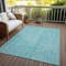 Homeroots 5' X 8' Turquoise And Ivory Geometric Washable Indoor Outdoor Area Rug 600865 - alternate 5