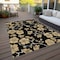 Homeroots 8' X 10' Black And Gold Floral Washable Indoor Outdoor Area Rug 599997 - alternate 4
