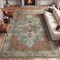 Jonathan Y Sersi Ornate Large Medallion Border Non-Slip Machine-Washable Green/Brown 3 ft. x 5 ft. Area Rug WSH505D-3 - alternate 5