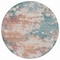 Homeroots 8' Coral And Teal Blue Round Abstract Washable Indoor Outdoor Area Rug 631971 - alternate 6